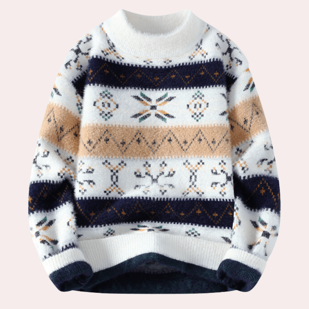 Men's Patterned Crew Neck Sweater