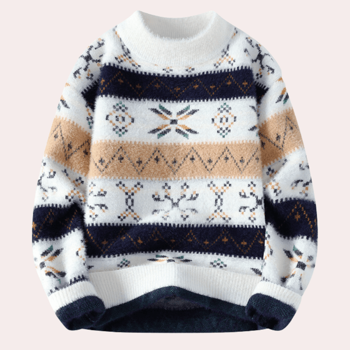 Men's Patterned Crew Neck Sweater
