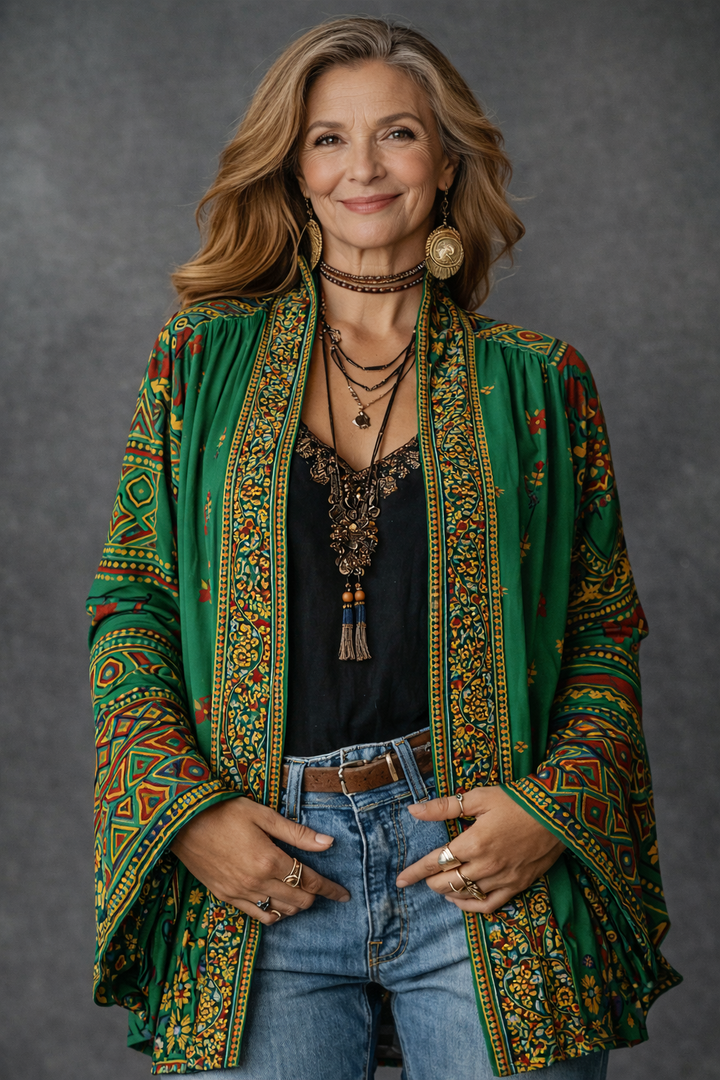 Women's Stylish Velvet-Touch Bohemian Cardigan