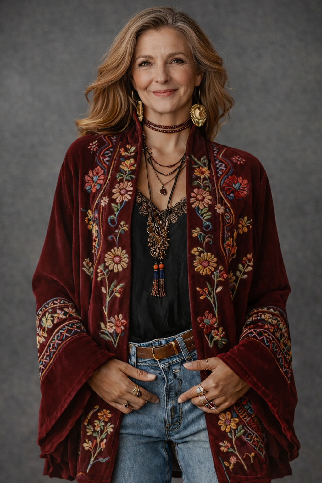 Women's Stylish Velvet-Touch Bohemian Cardigan