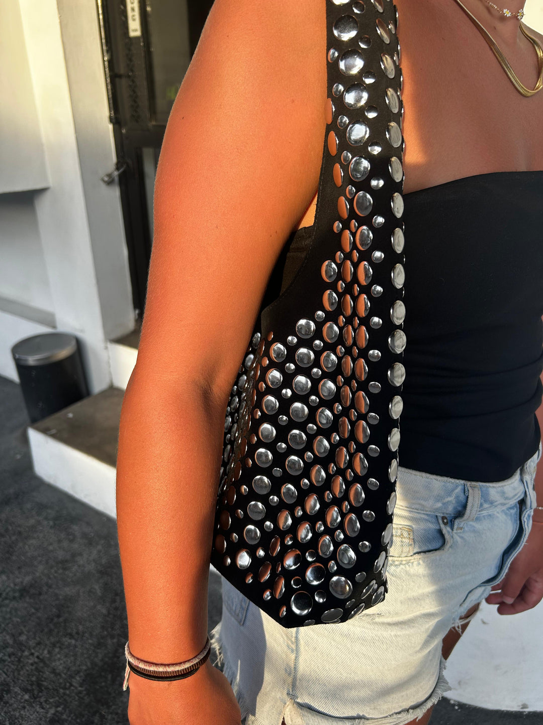 Bubble Bag | Women's trendy shoulder bag with studs and round shape-Metro Lane Plaza