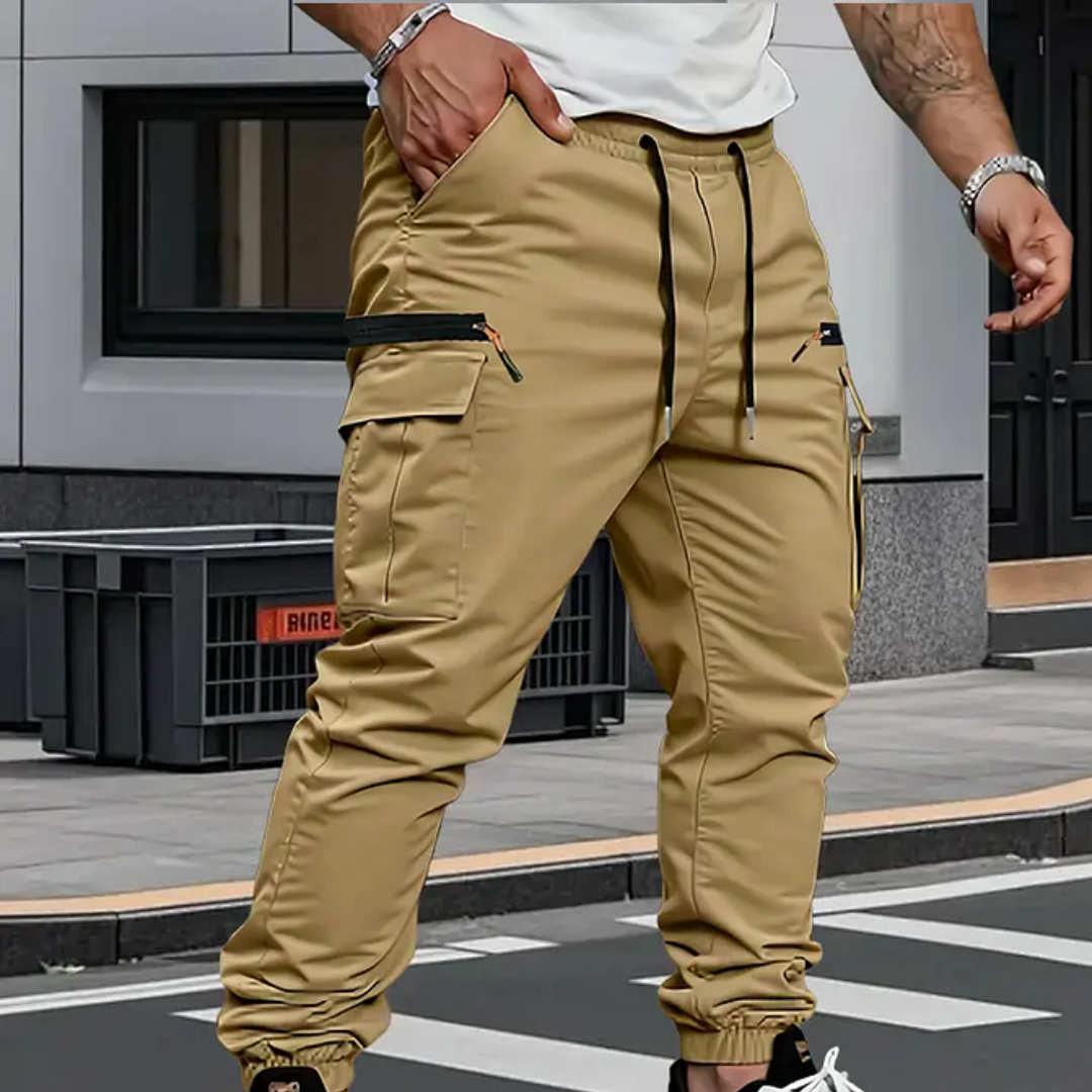 William | Men's Premium Stretch Cargo Pants with Elastic Cuffs-Metro Lane Plaza