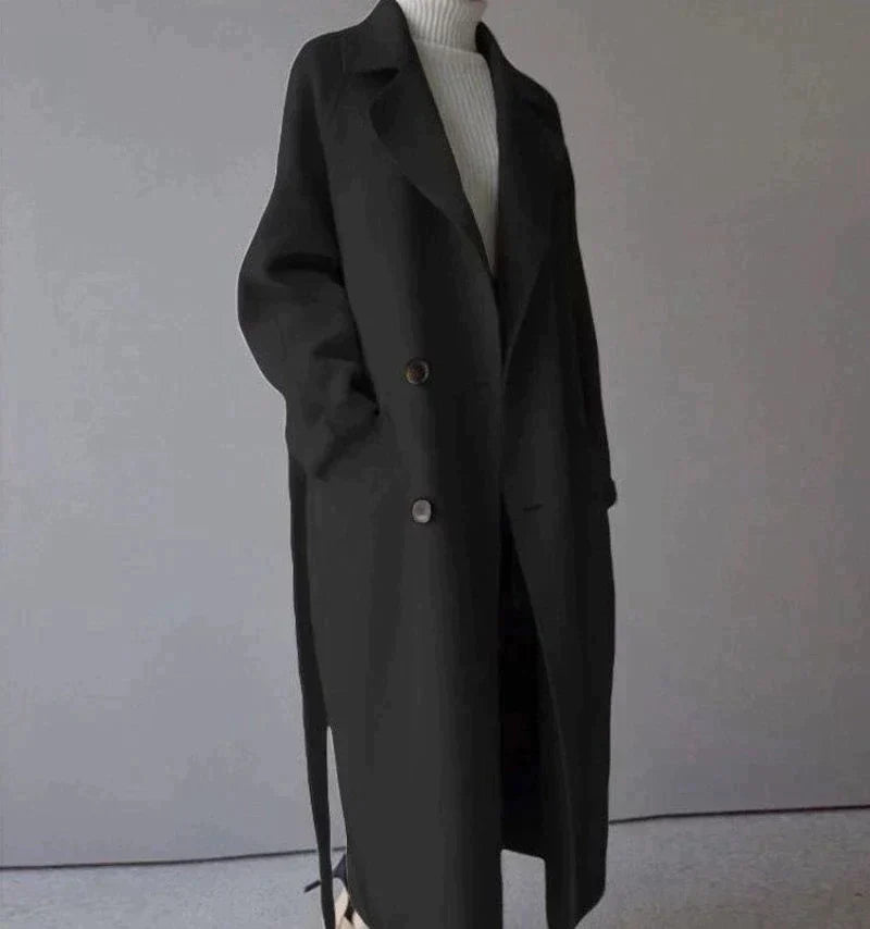 Women's Stylish Long Trench Coat with Elegant Finish-Metro Lane Plaza