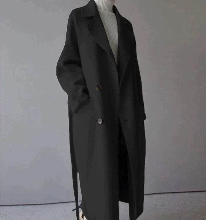 Women's Stylish Long Trench Coat with Elegant Finish-Metro Lane Plaza