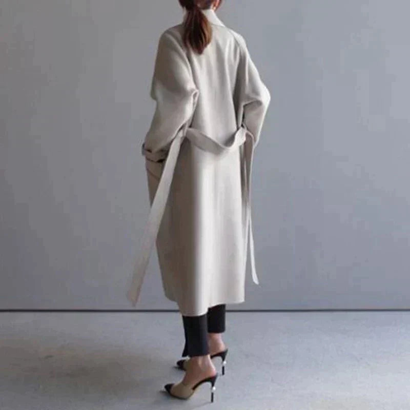 Women's Stylish Long Trench Coat with Elegant Finish-Metro Lane Plaza