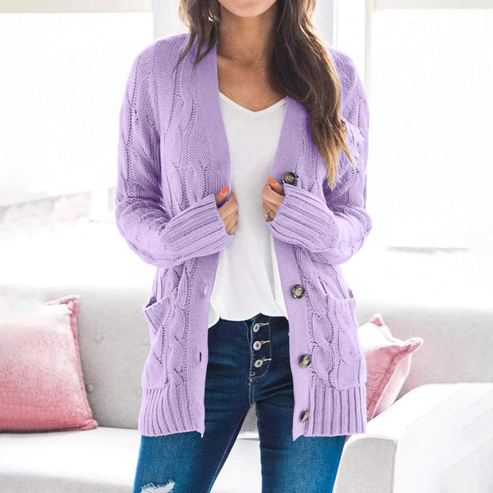 Cardigan da donna in maglia con bottoni