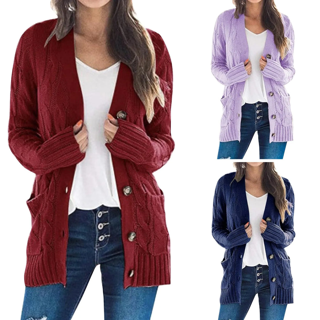 Cardigan da donna in maglia con bottoni
