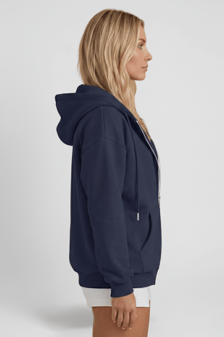 Women's Hooded Asymmetric Zip Jacket for Stylish Comfort