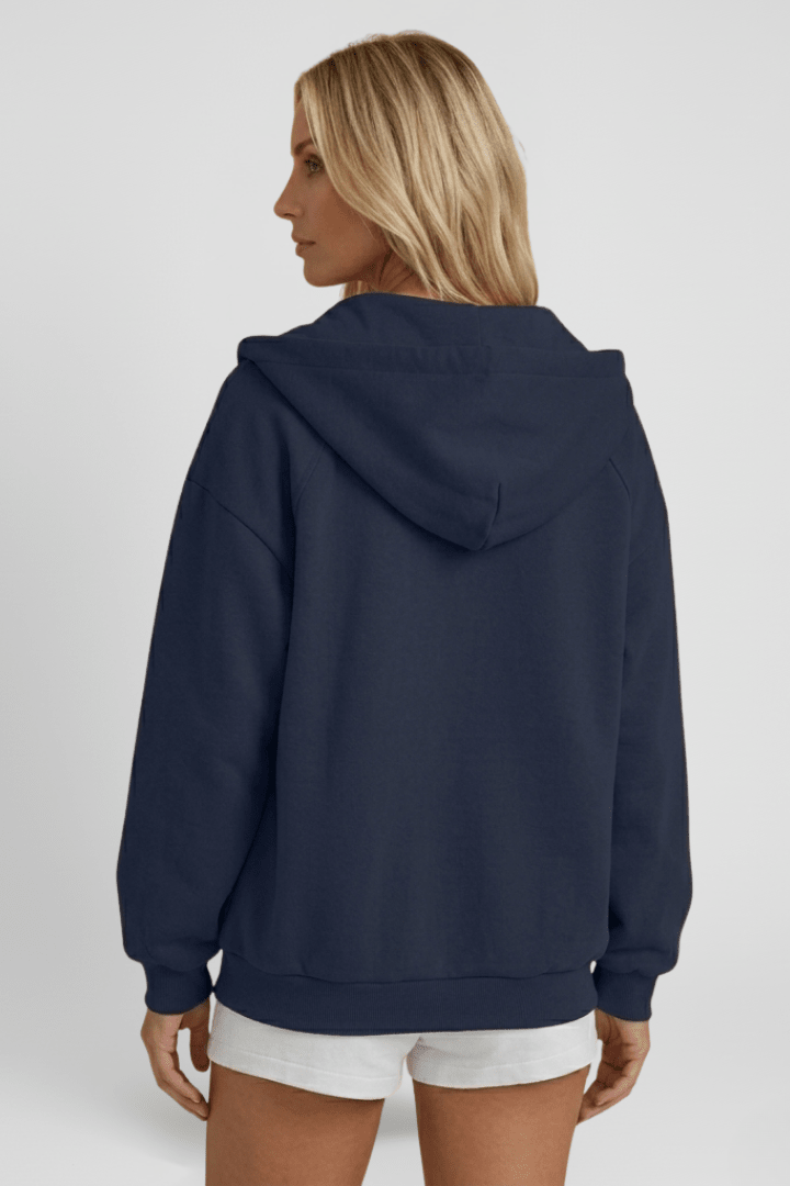 Women's Hooded Asymmetric Zip Jacket for Stylish Comfort