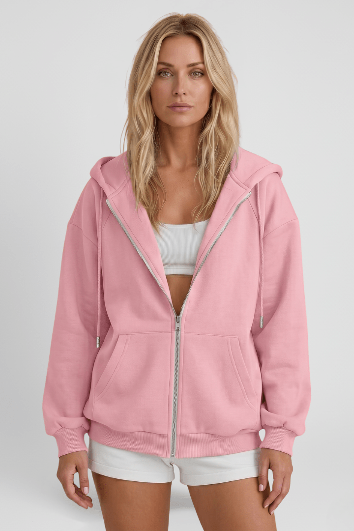 Women's Hooded Asymmetric Zip Jacket for Stylish Comfort