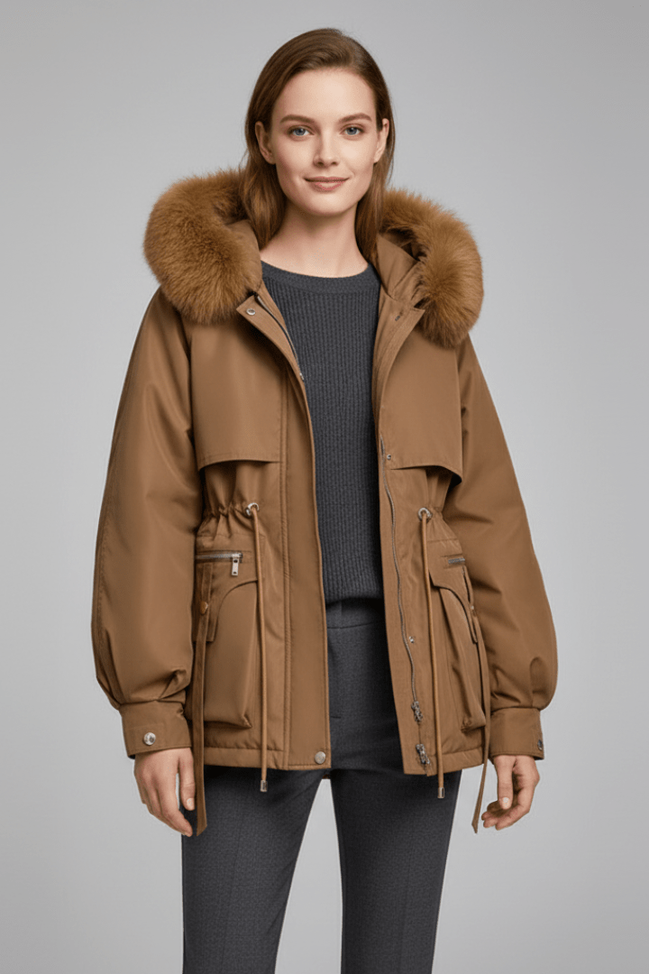 Hætteparka med snøre til kvinder