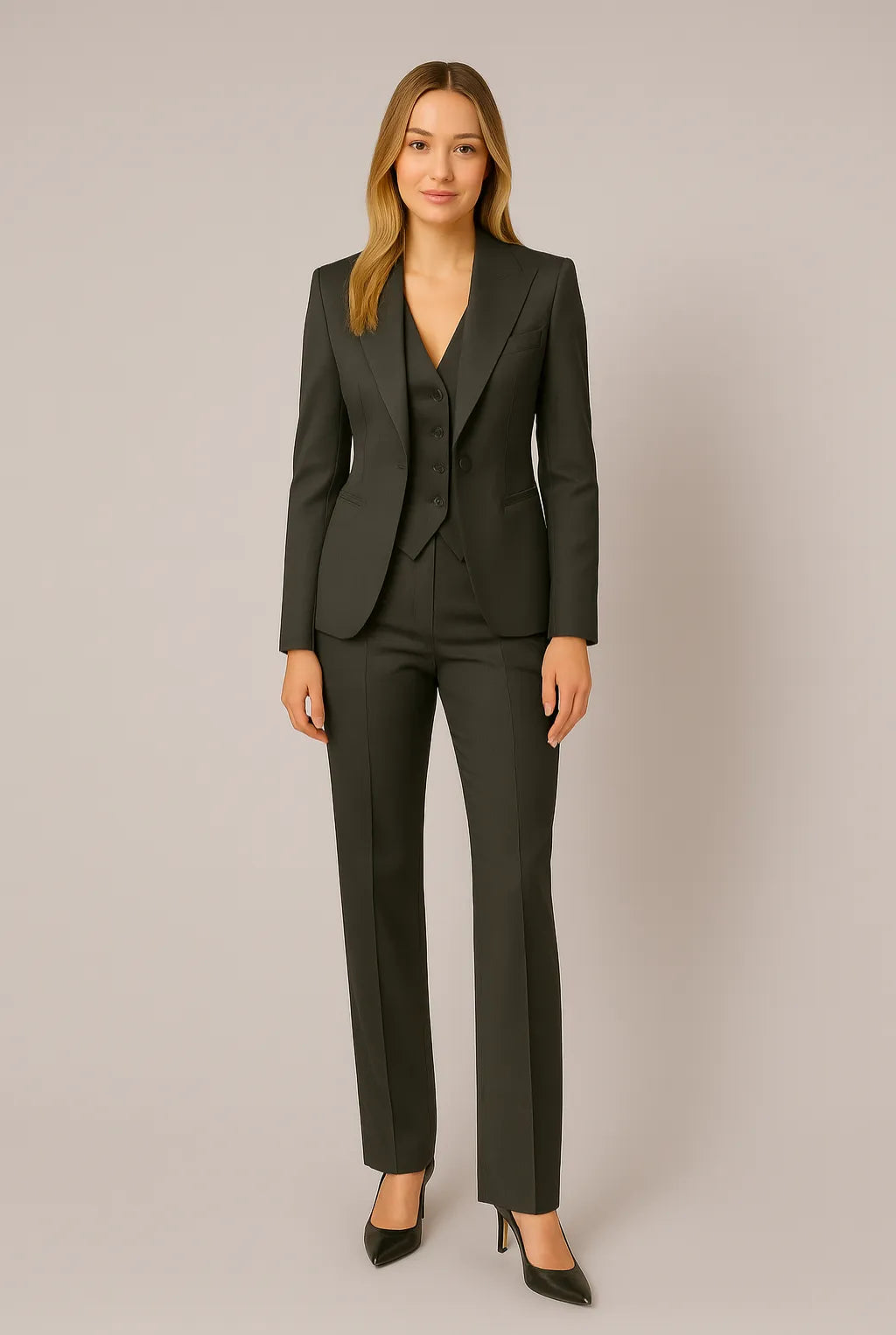 Elegant slim-fit blazersæt til kvinder i 3 dele til alle årstider