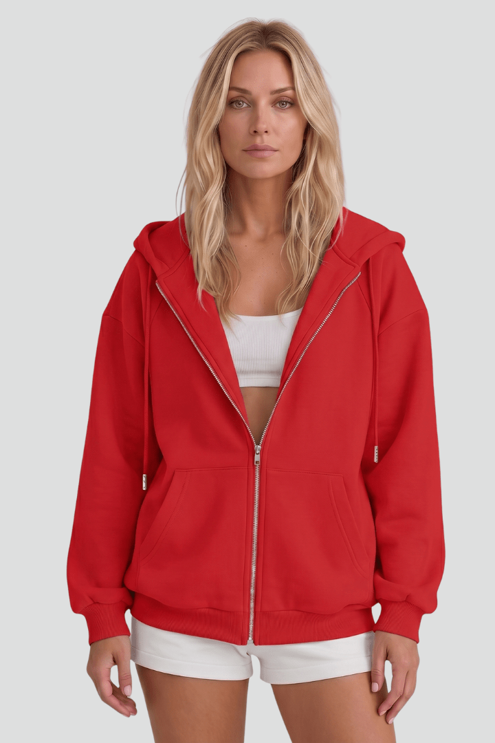Women's Hooded Asymmetric Zip Jacket for Stylish Comfort