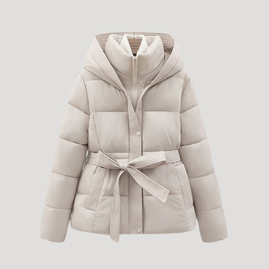 Casaco de inverno acolchoado com capuz para senhora