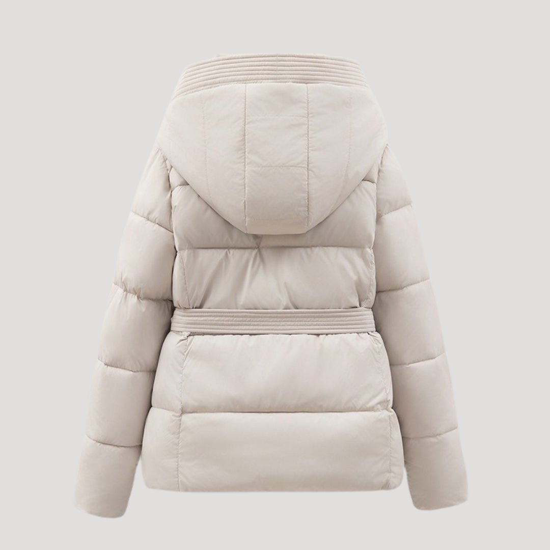 Casaco de inverno acolchoado com capuz para senhora