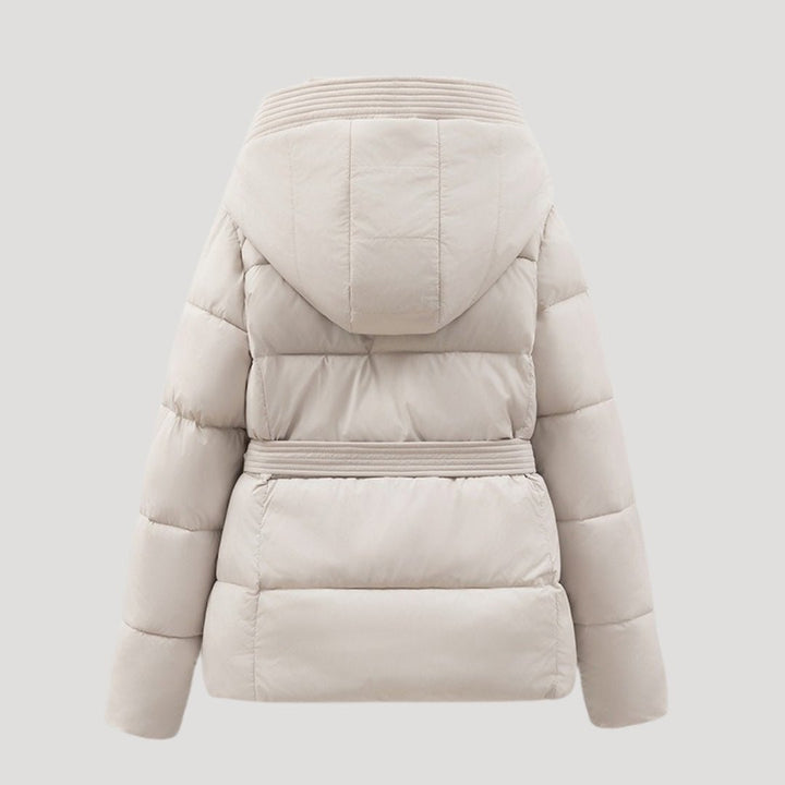 Casaco de inverno acolchoado com capuz para senhora