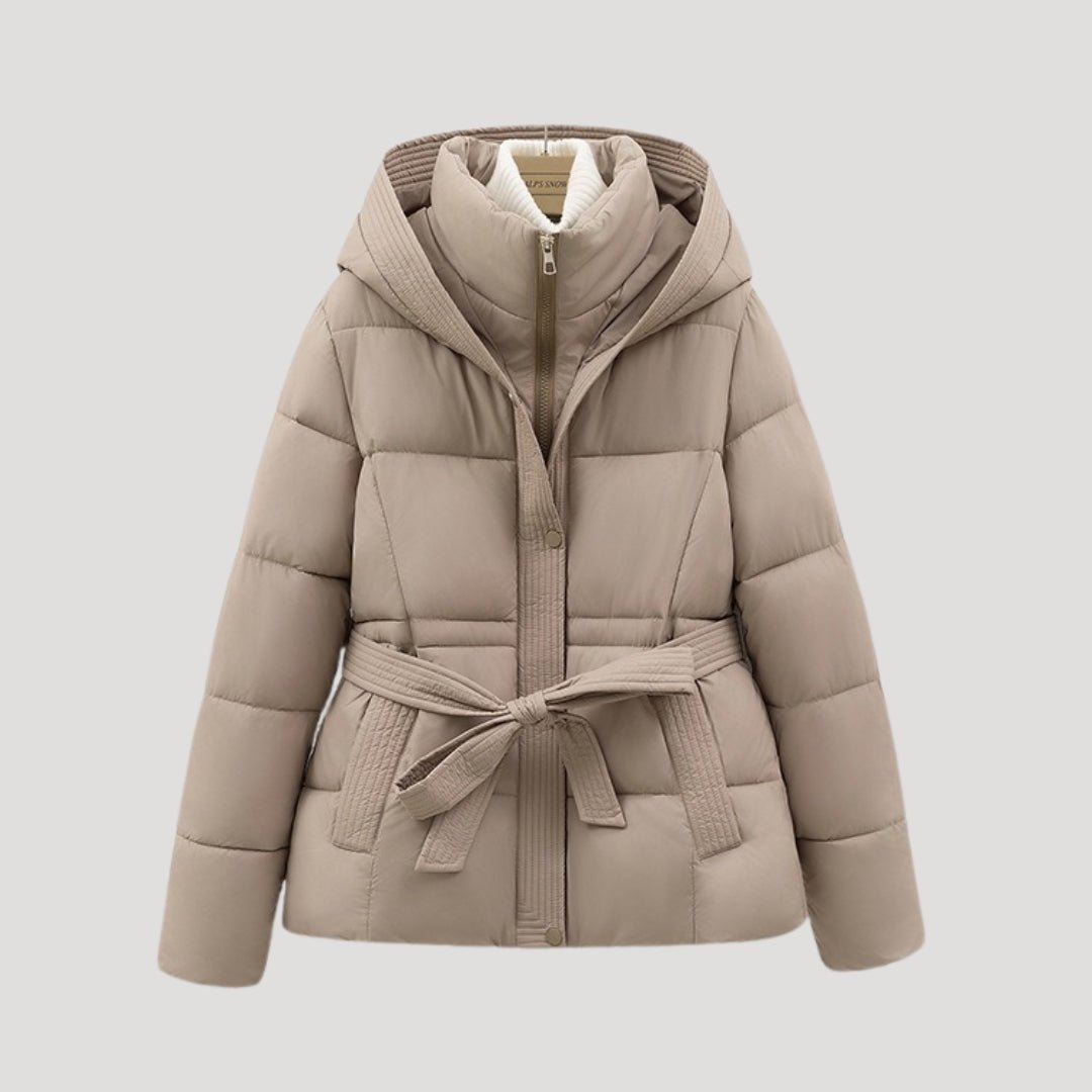 Casaco de inverno acolchoado com capuz para senhora
