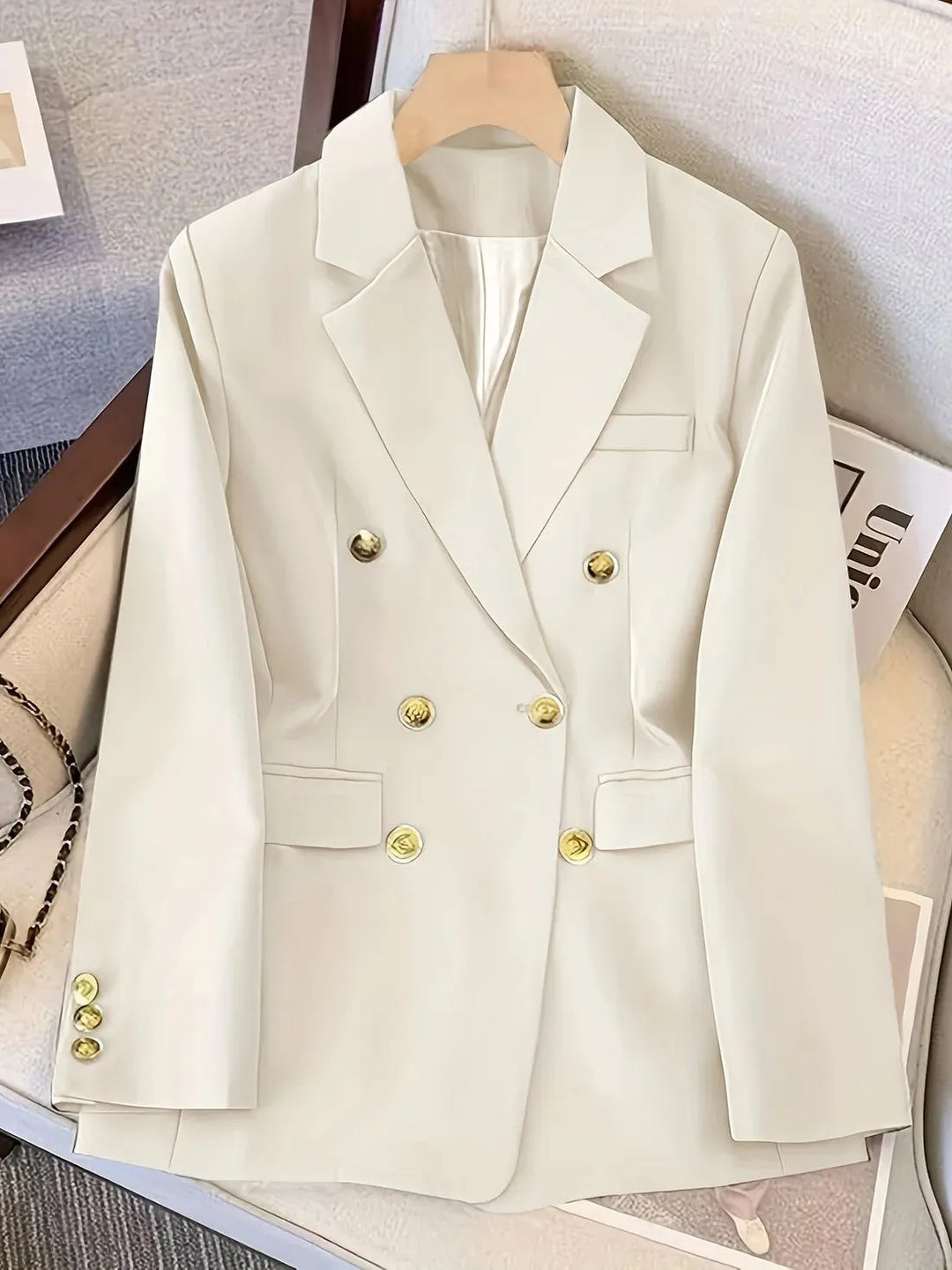 Women's Double-Breasted Tailored Blazer for Formal Events