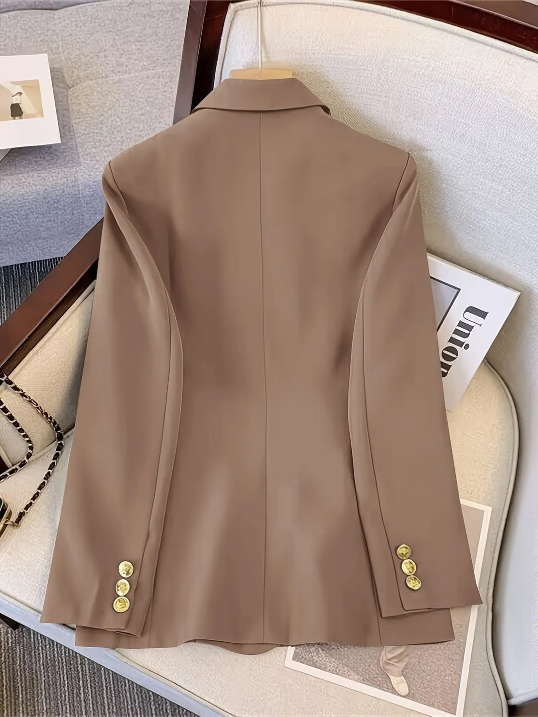 Women's Double-Breasted Tailored Blazer for Formal Events