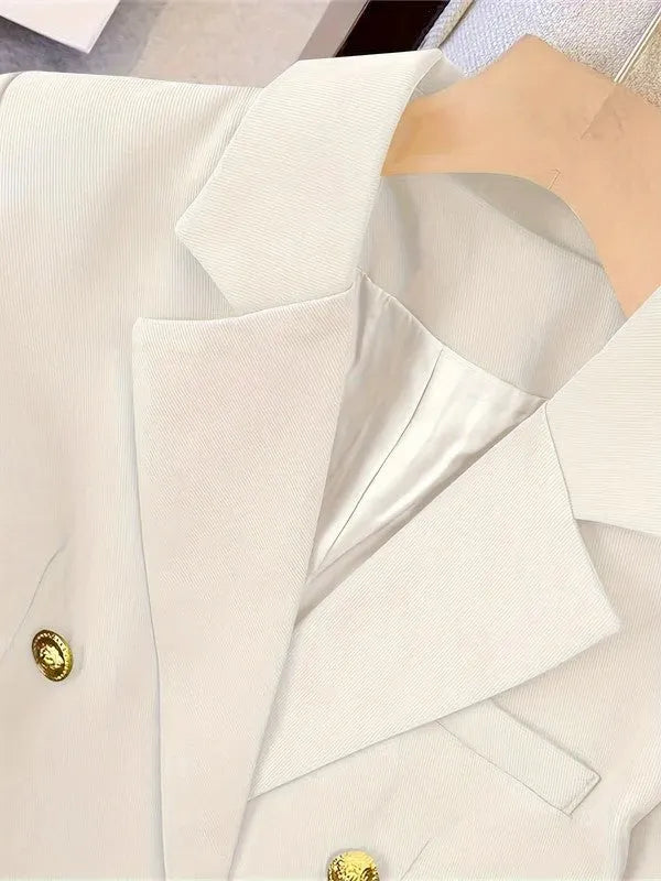 Women's Double-Breasted Tailored Blazer for Formal Events