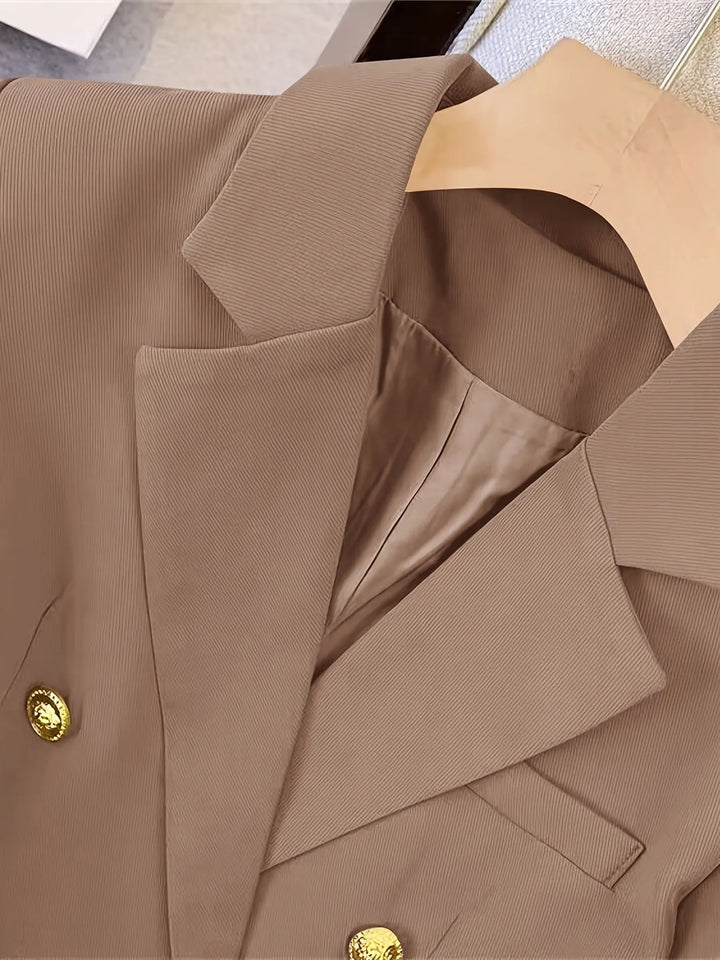 Women's Double-Breasted Tailored Blazer for Formal Events