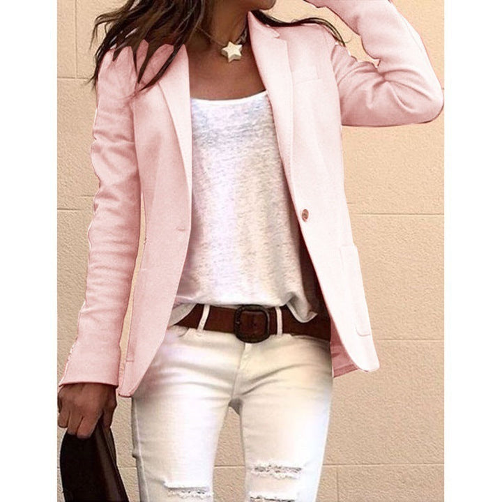 Women's One-Button Notch Lapel Blazer – Long Sleeve Work Jacket