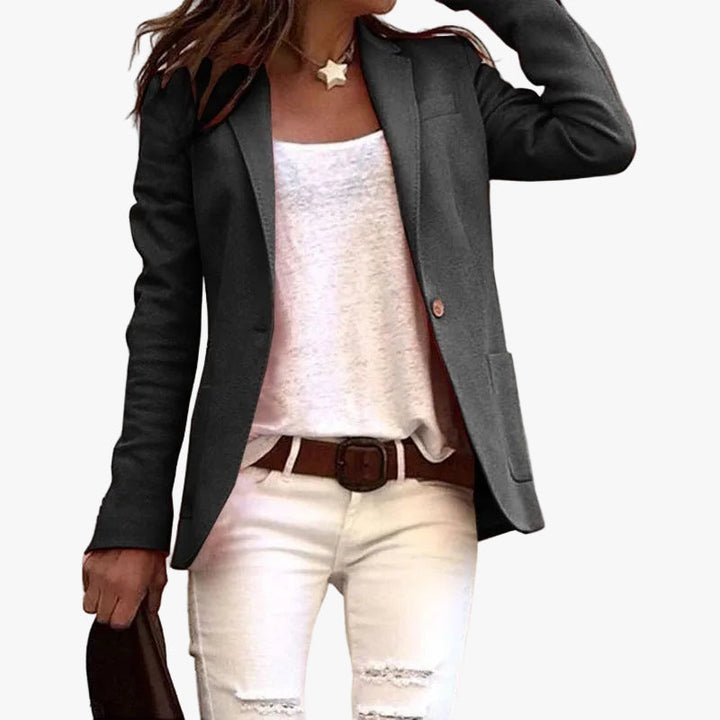 Women's One-Button Notch Lapel Blazer – Long Sleeve Work Jacket