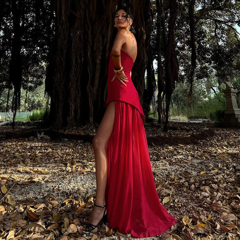 Women's Asymmetrical Layered Maxi Dress