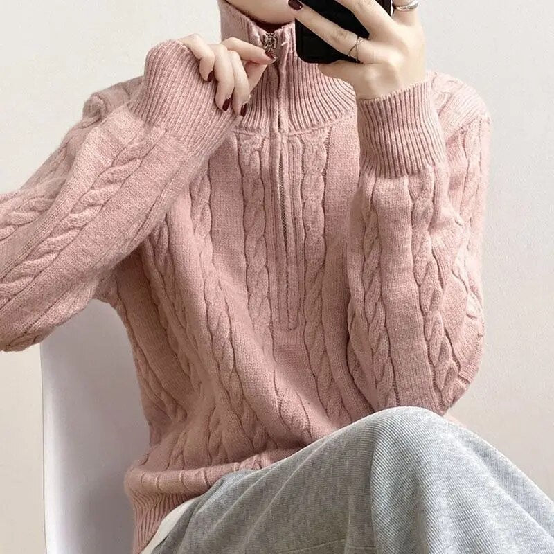 Women's Cotton Zipper Sweater-Metro Lane Plaza