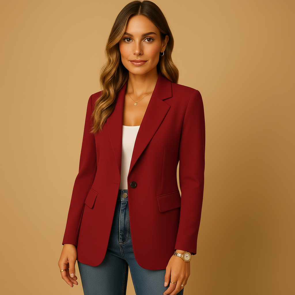 Blazer ajusté pour femme à boutonnage simple