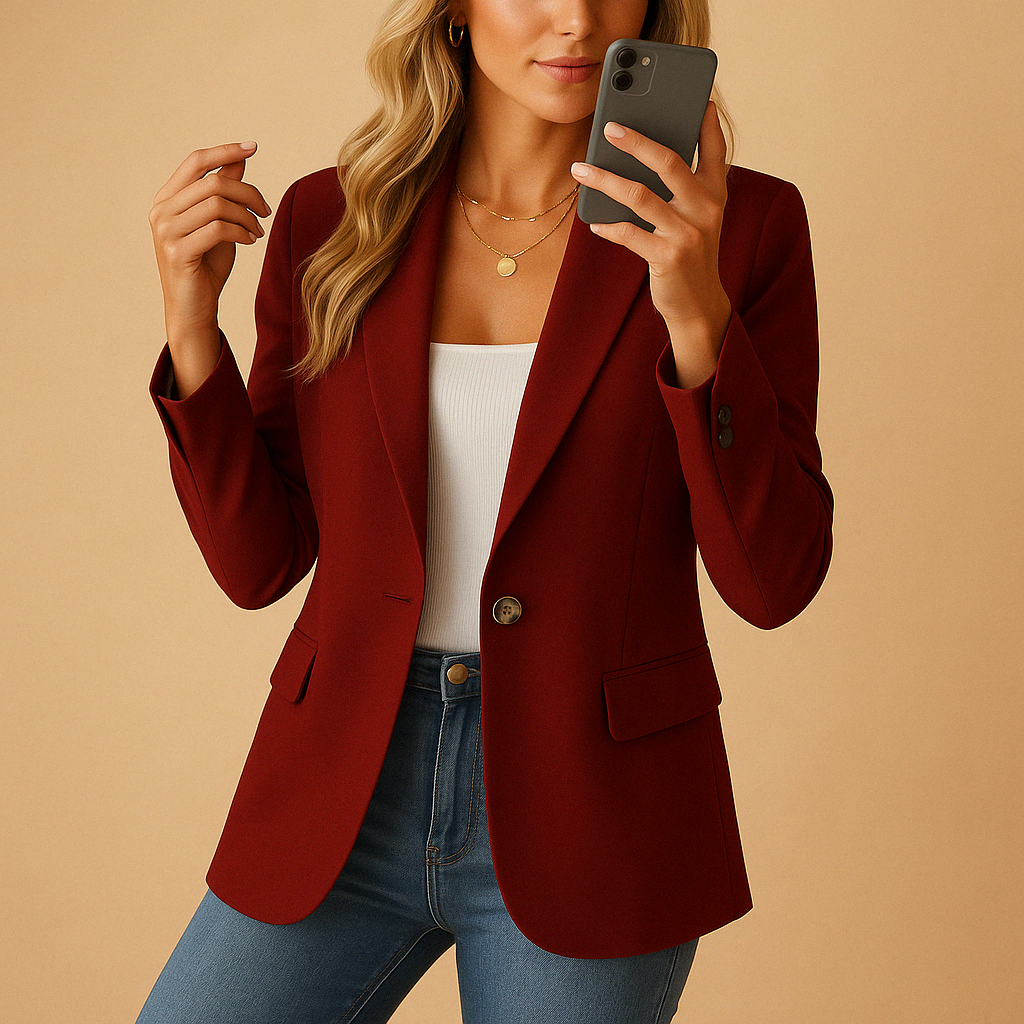 Blazer ajusté pour femme à boutonnage simple