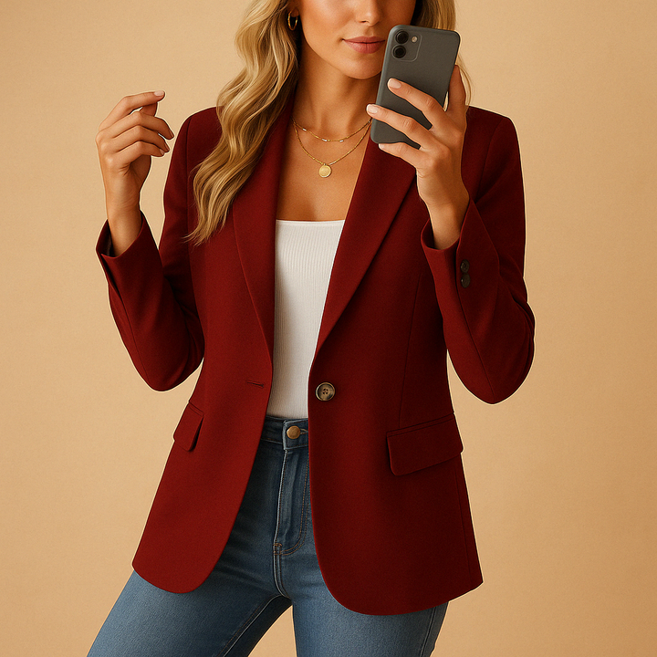 Blazer ajusté pour femme à boutonnage simple