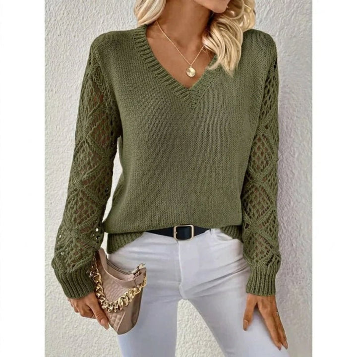 Eleganter Strickpullover mit V-Ausschnitt für Damen