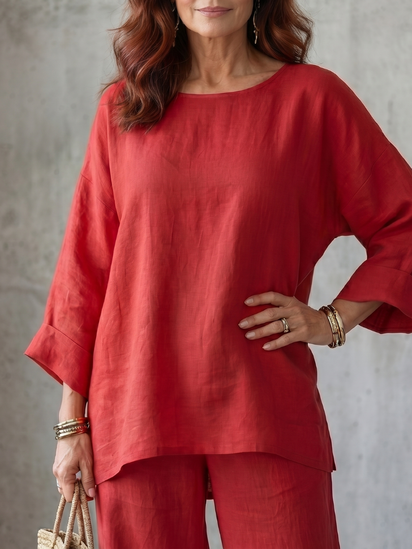 Michelle | Women's Stylish Breathable Oversized Tunic & Wide-Leg Set-Metro Lane Plaza