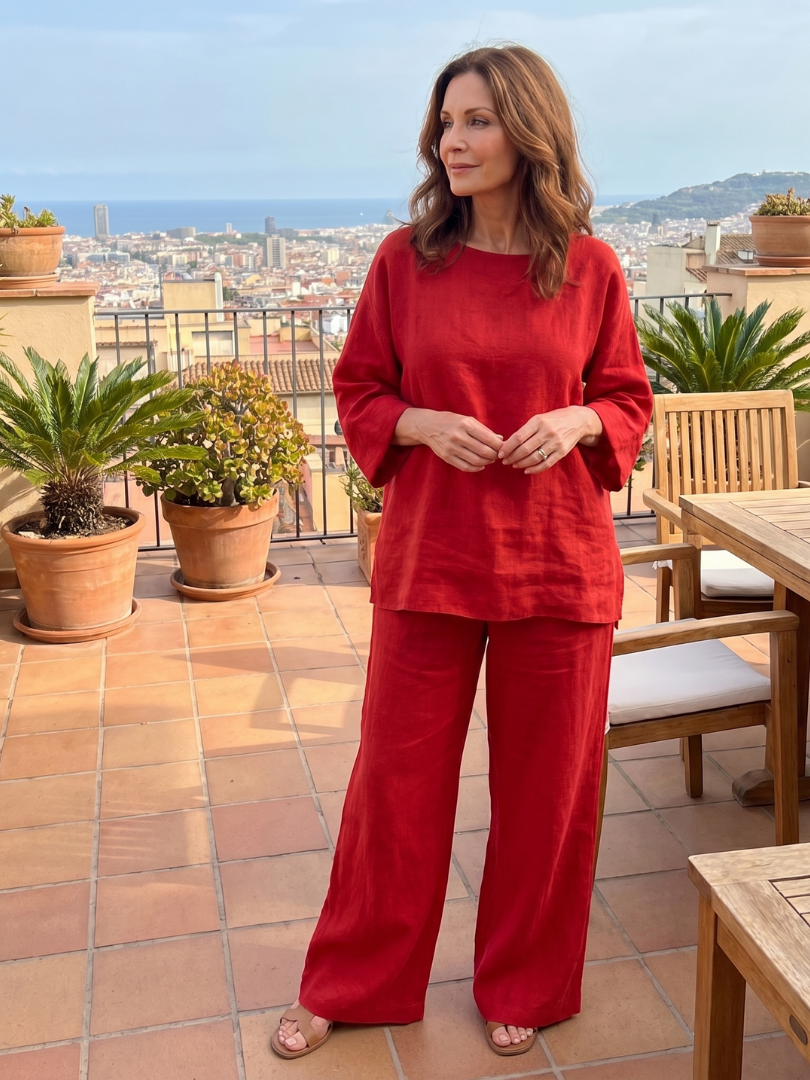 Michelle | Women's Stylish Breathable Oversized Tunic & Wide-Leg Set-Metro Lane Plaza