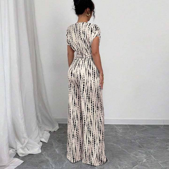 Traci | Women's One-Shoulder Printed Wide-Leg Jumpsuit-Metro Lane Plaza