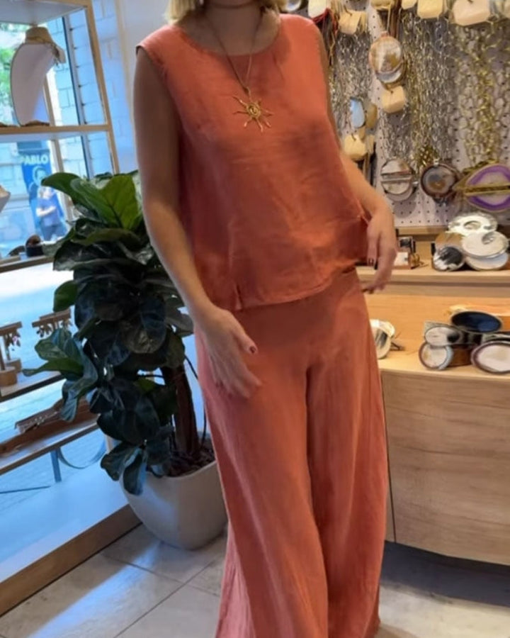 Zaria | Women's Bohemian Sleeveless Two-Piece Outfit-Metro Lane Plaza