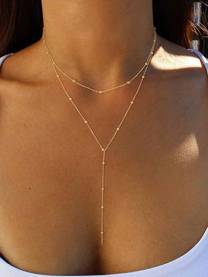 Y-necklace | Layered women's necklace with 3 tiers and classic style-Metro Lane Plaza