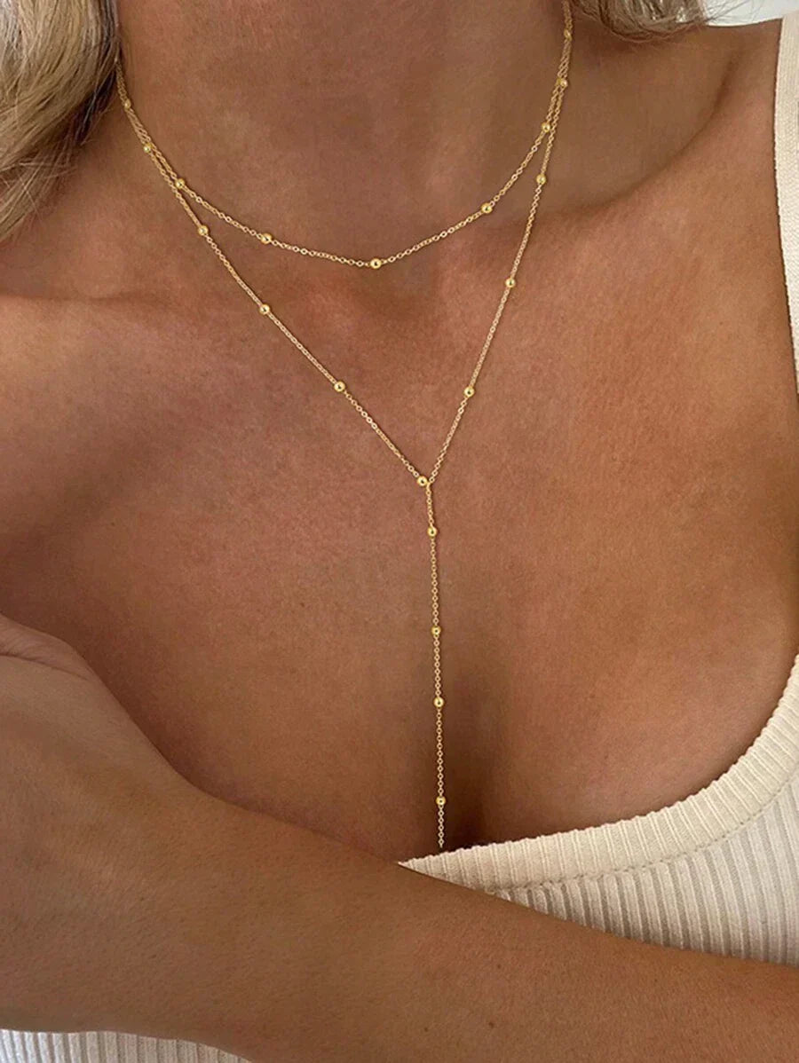 Y-necklace | Layered women's necklace with 3 tiers and classic style-Metro Lane Plaza