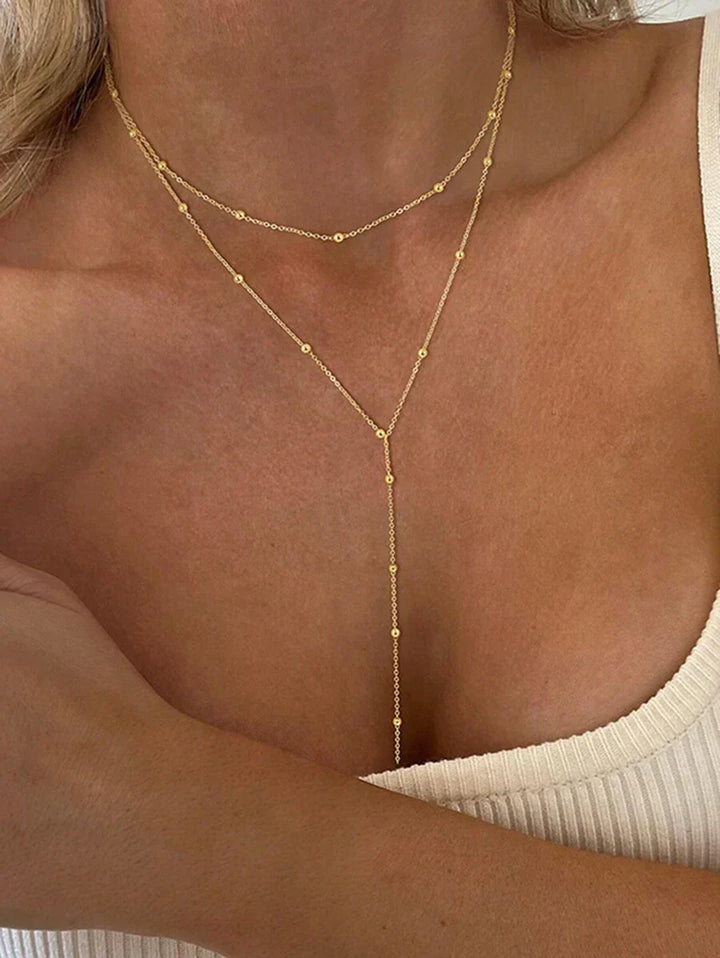 Y-necklace | Layered women's necklace with 3 tiers and classic style-Metro Lane Plaza