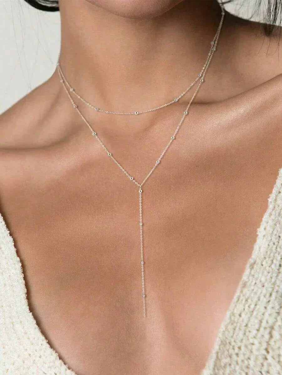 Y-necklace | Layered women's necklace with 3 tiers and classic style-Metro Lane Plaza