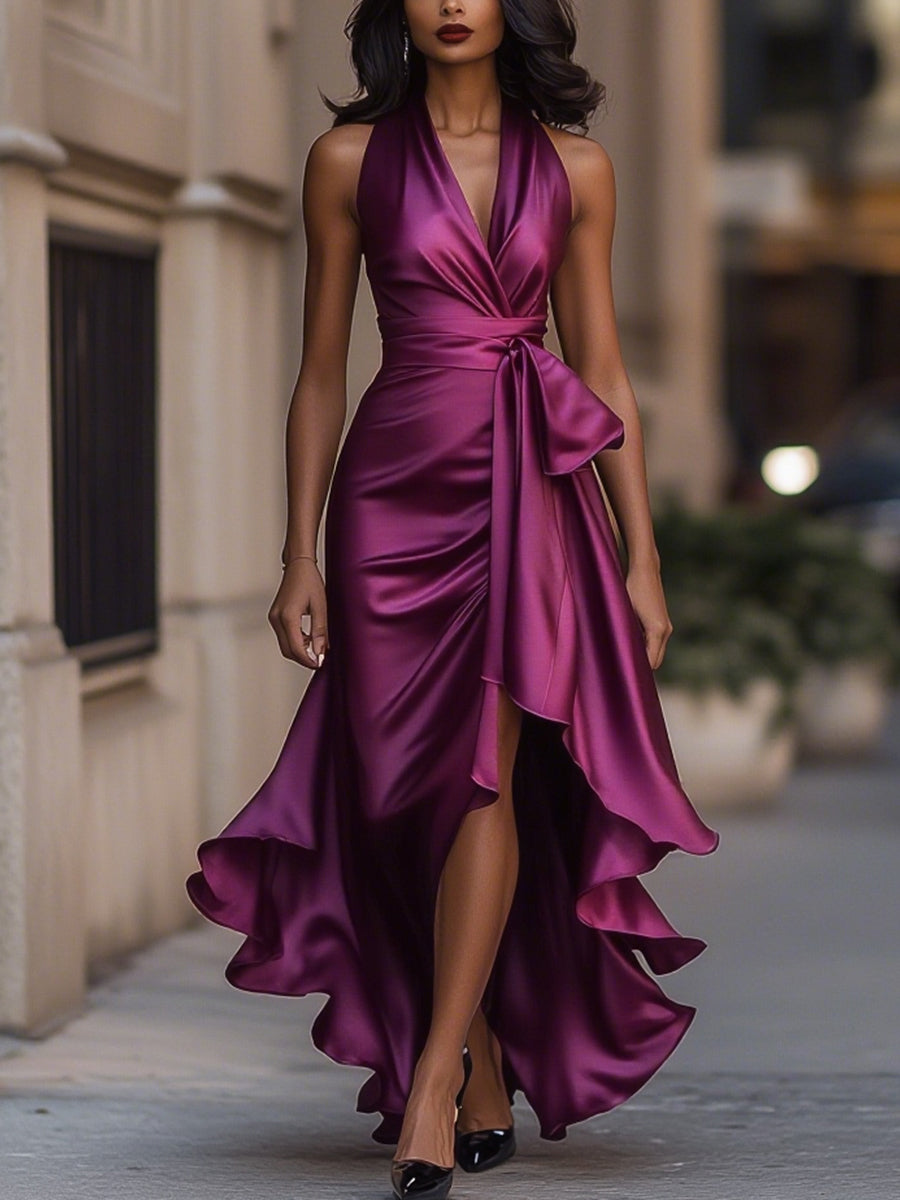 Madison | Women's Trendy Wrap Evening Maxi Dress-Metro Lane Plaza