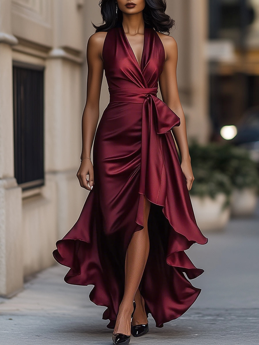 Madison | Women's Trendy Wrap Evening Maxi Dress-Metro Lane Plaza