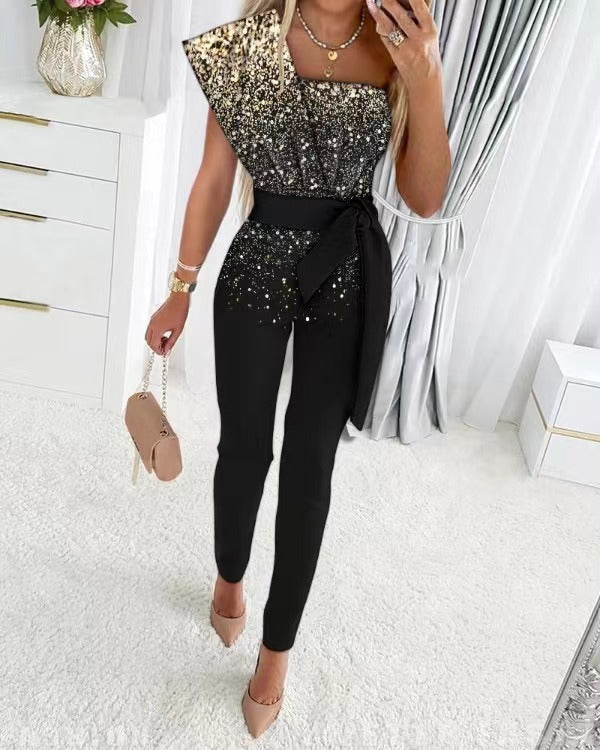 Savannah | Women's One Shoulder Jumpsuit-Metro Lane Plaza