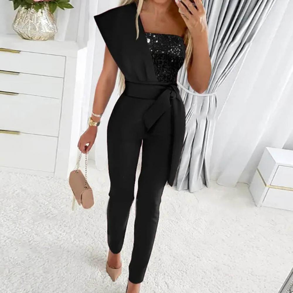Savannah | Women's One Shoulder Jumpsuit-Metro Lane Plaza