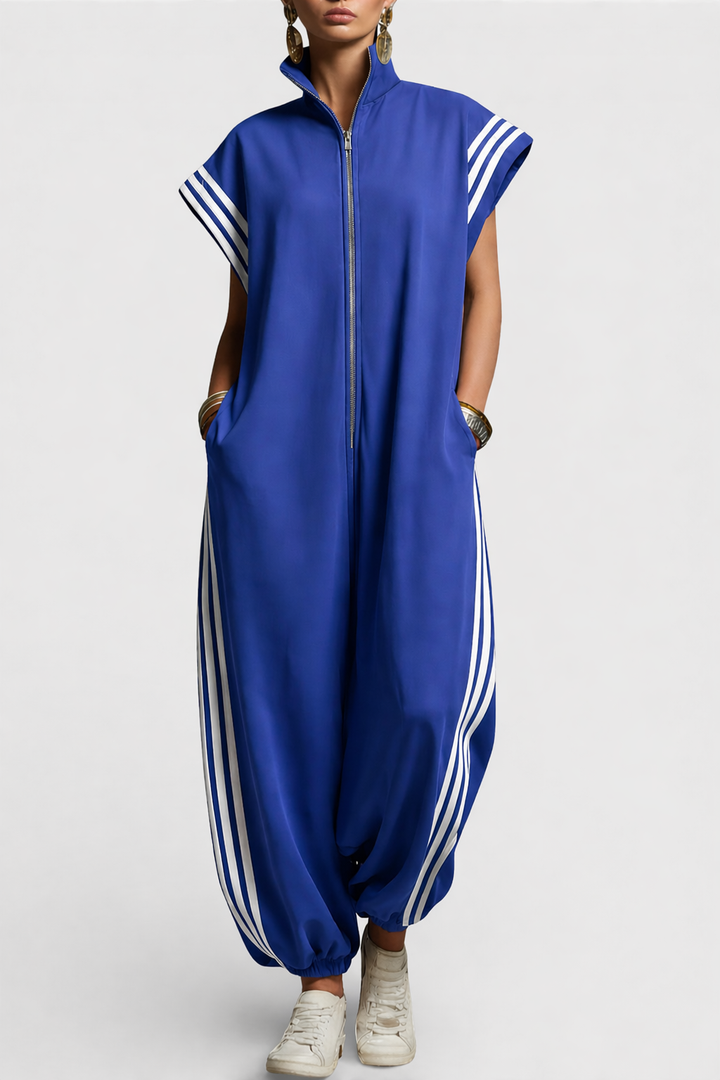 Stilfuld jumpsuit uden ærmer med lynlåskrav(e) til kvinder