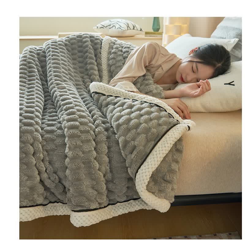 Reversible Thick Coral Fleece Blanket - Soft and Cozy-Metro Lane Plaza