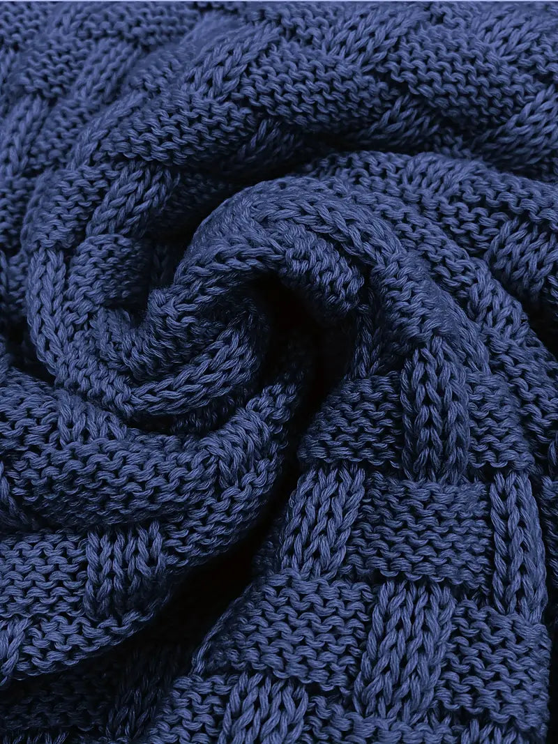 Strikket sweater med tekstur, halvlange lynlås og pullover-design til mænd