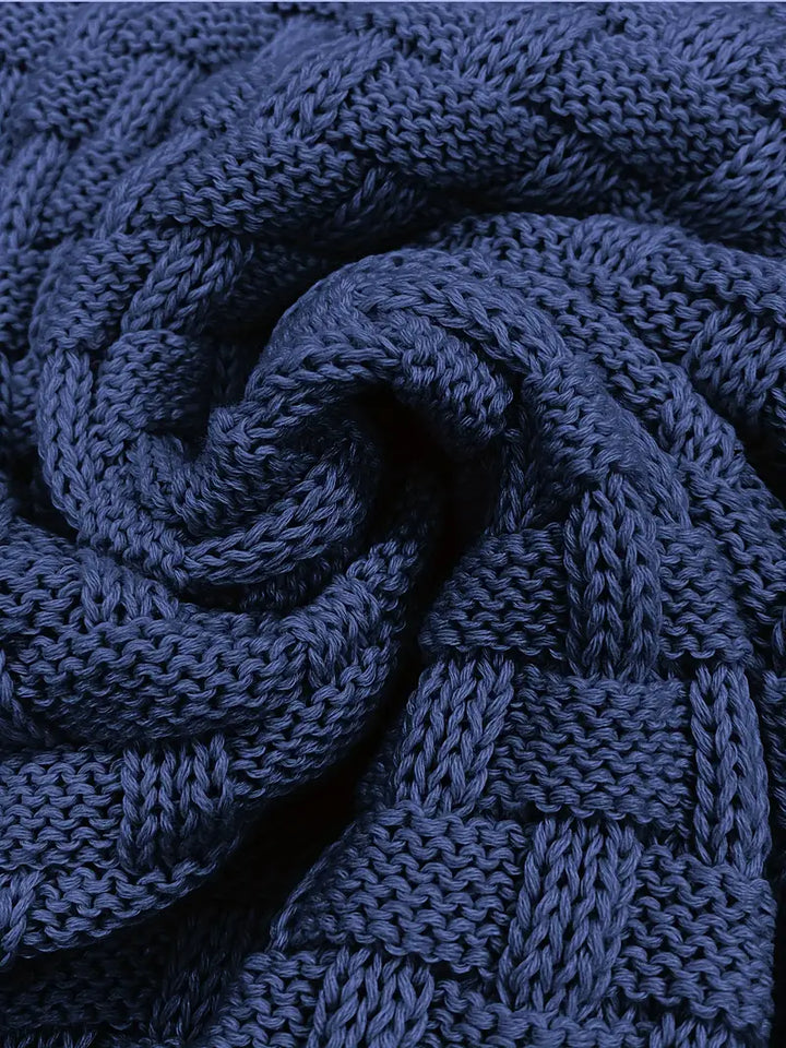 Strikket sweater med tekstur, halvlange lynlås og pullover-design til mænd
