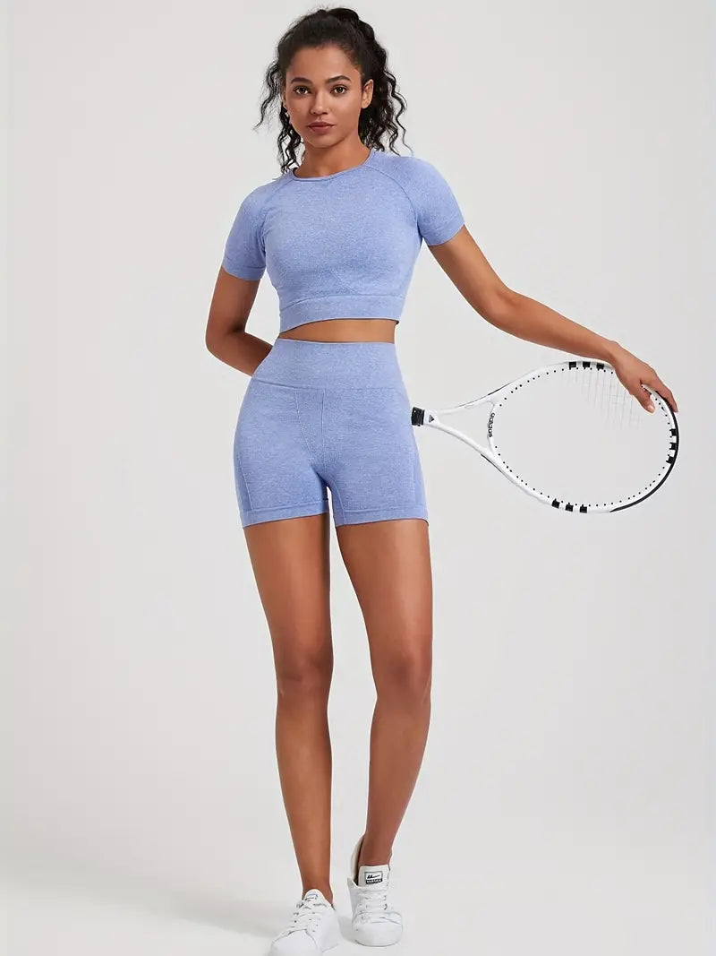 Famke | Women's Gym Set – 2-Piece High-Waist Legging and Top-Metro Lane Plaza